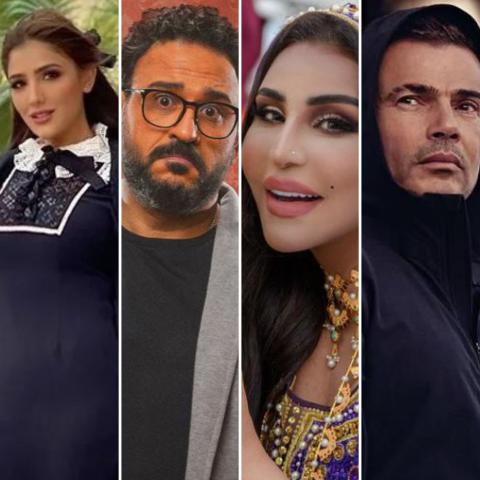 عمرو دياب وأكرم حسني وأحلام ومي عمر - صورة معدلة من السوشيال ميديا