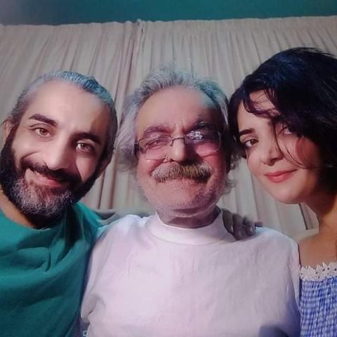 محمد قزق مع أولاده وسيم ولوريس قزق