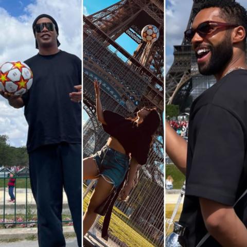 لوسيان لافيسكونت وكاميلا كابيلو ورنالدينيو - صورة معدلة من السوشيال ميديا