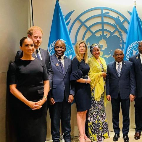 الأمير هاري وميغان ماركل خلال زيارتهما إلى الجمعية العامة للأمم المتحدة- انستقرام @unpga