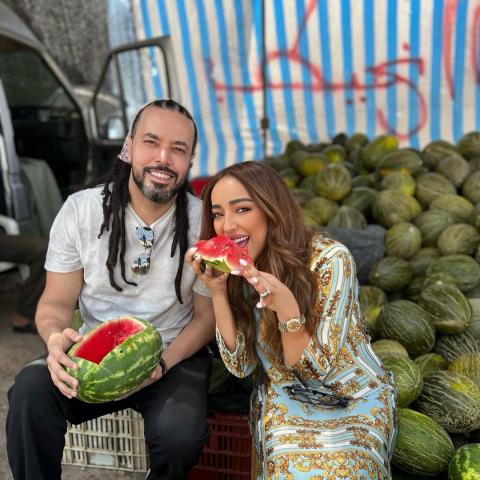 عبدالفتاح الجريني برفقة زوجته من شهر العسل