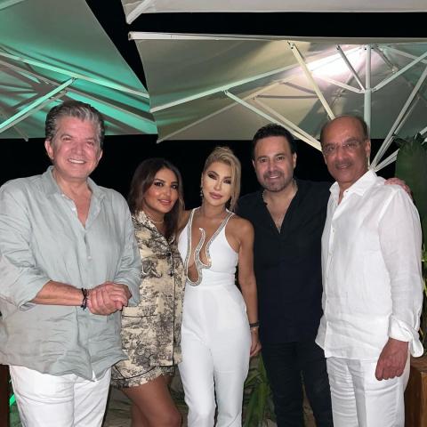 الشيخ فهد الزاهد، عاصي الحلاني، نوال الزغبي، شذى حسون ووليد توفيق - انستقرام @shathahassoun