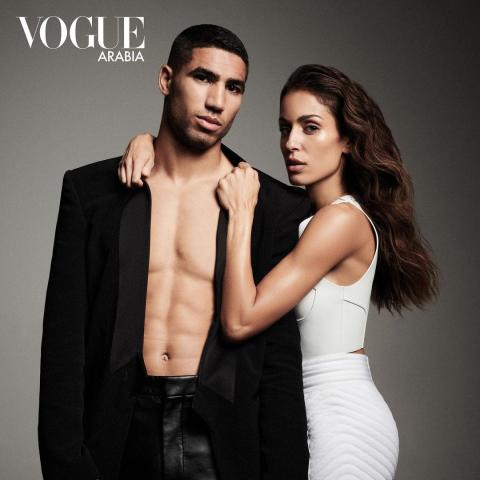 أشرف حكيمي وزوجته هبة عبوك- انستقرام @voguearabia