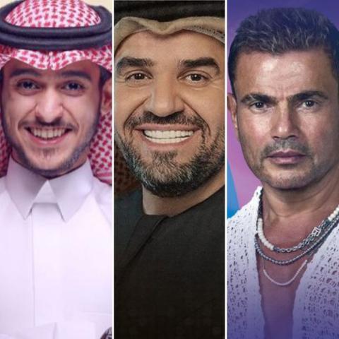 عمرو دياب و حسين الجسمي و عايض يوسف - صورة معدلة من السوشيال ميديا