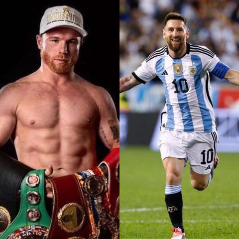 ليونيل ميسي كابتن منتخب الأرجنتين وكانيلو ألفاريز