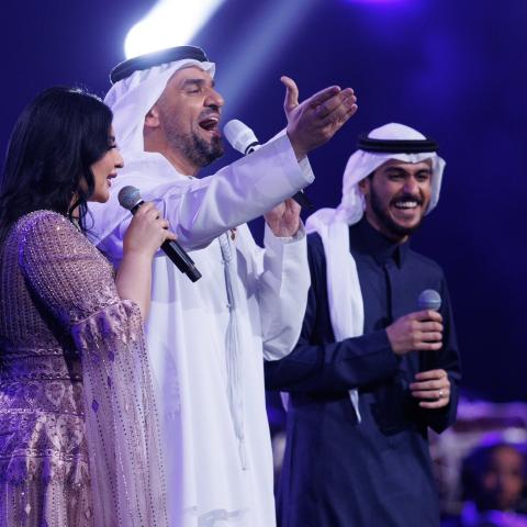 حسين الجسمي - أصيل هميم - عايض يوسف من موسم الرياض - تويتر @7sainaljassmi