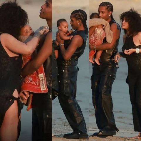 ريهانا وابنها وآيساب روكي - صورة من السوشيال ميديا