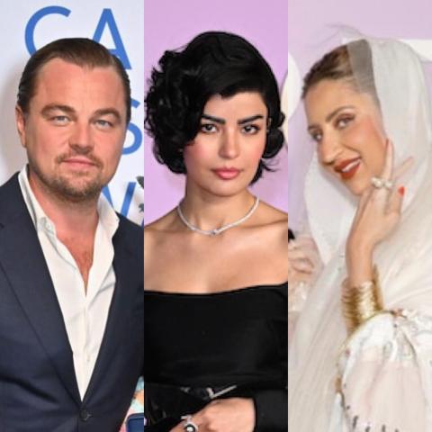 ليوناردو دي كابريو وميلا الزهراني وأروى العماري في عرض Green Carpet Fashion Awards