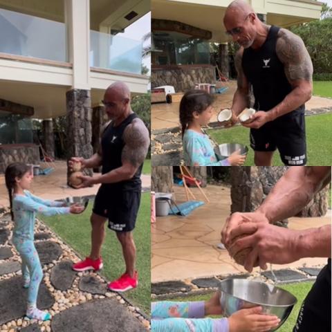 دواين جونسون مع ابنته من فيديو على انستقرام @therock