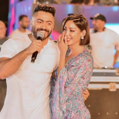 بسمة بوسيل وتامر حسني - صورة من غوغل