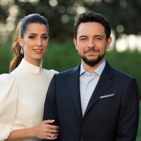 الأمير الحسين بن عبدالله الثاني ولي العهد و رجوة خالد السيف - صورة من إنستقرام