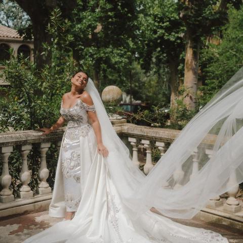 مينا الشيخلي بفستان زفافها- انستقرام @minaalsheikhly