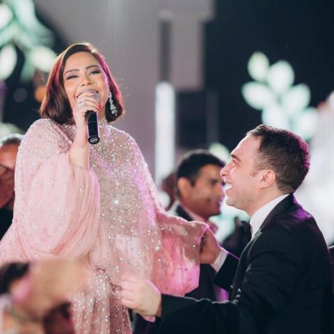 شيرين عبدالوهاب وحسام حبيب في أحد الأعراس