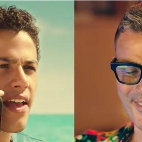 عمرو دياب وابنه عبدالله - صورة معدلة من الإعلان