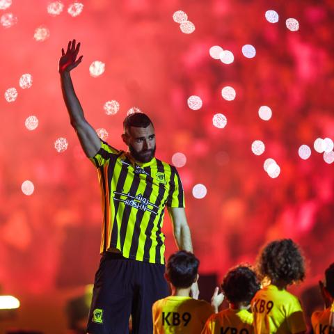 كريم بنزيما في ملعب الجوهرة في جدة - تويتر