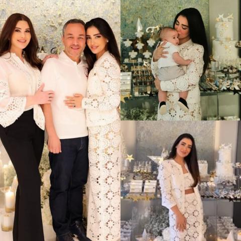 جيسيكا عازار مع طفلها فهد وبسام فتوح ومنى أبو حمزة