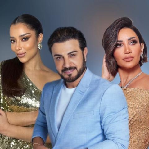 ماجد المهندس صورة معدلة مع بلقيس وديانا حداد