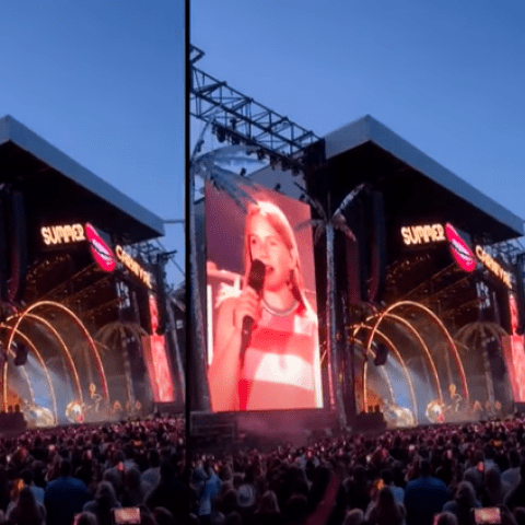 ابنة بينك ويلو معها على المسرح