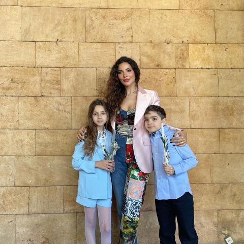 نادين نجيم وأطفالها هفن وجوفاني - صورة من إنستقرام