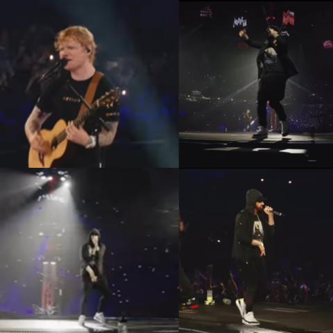إد شيران وإيمينيم  على المسرح في ديترويت
