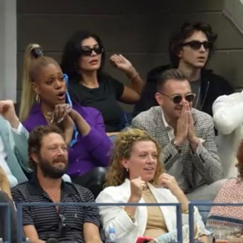 كايلي جينر وتيموثي شالاميت في بطولة أميركا المفتوحة للتنس - تويتر