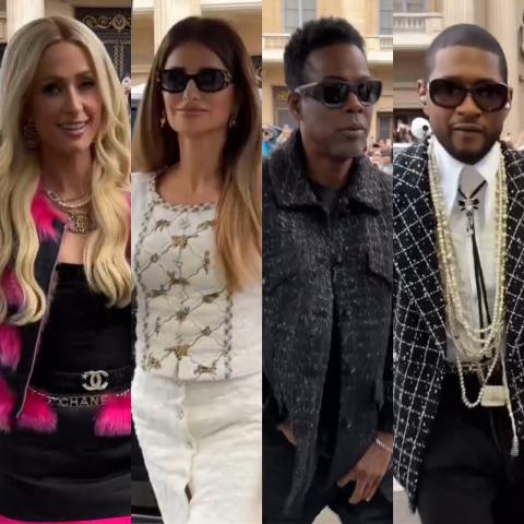 آشر وكريس روك وبينيلوبي كروز وباريس هيلتون في عرض شانيل ضمن أسبوع الموضة في باريس - تويتر