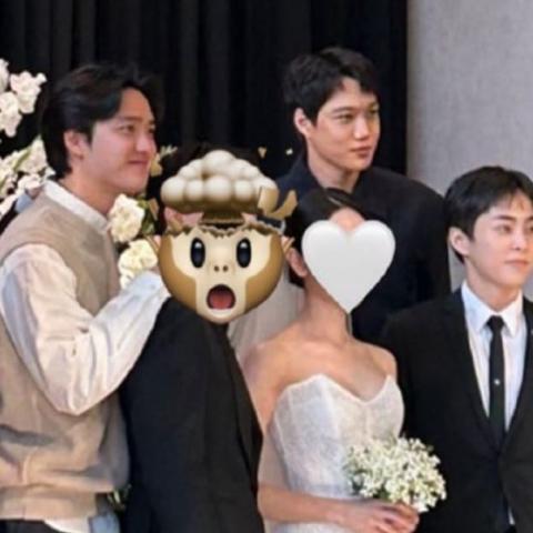 أعضاء EXO في حفل زفاف تشين - صورة من تويتر