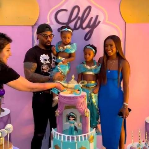 داليا مبارك والهيم ستاركس وابنتهما - صورة من فيديو إنستقرام