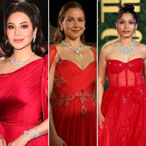 صور إطلالات النجمات بالأحمر