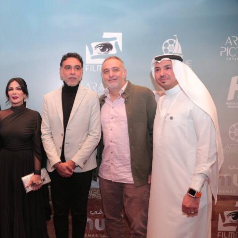 نجوم فيلم رحلة 404 مع عبد الإله البسيوني الرئيس التنفيذي لـ إرابيا بيكتشرز