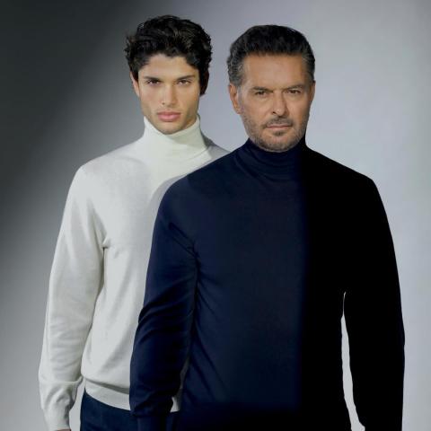 راغب علامة و ابنه لؤي - صورة من مجلة Vogue Man Arabia