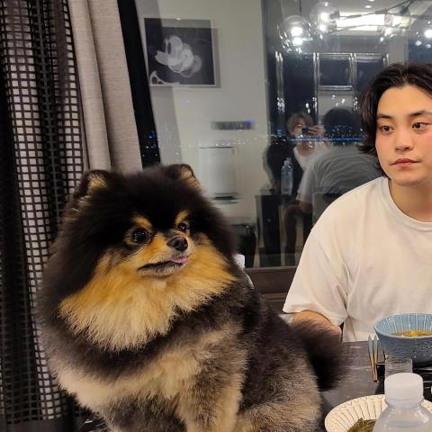 تايهيونغ من فرقة BTS مع كلبه الراحل يونتان - صورة من انستقرام