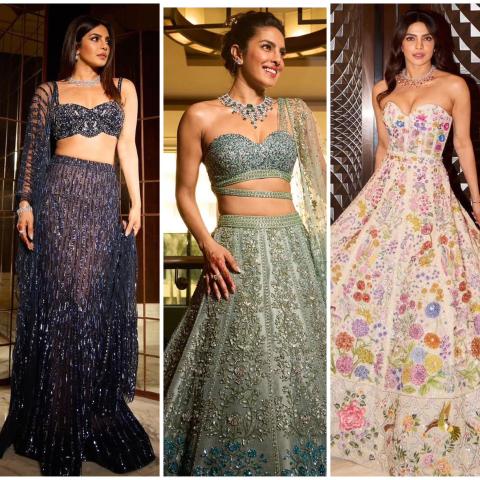 ثلاث اطلالات من بريانكا شوبرا موقعة من أهم المصممين الهنديين
