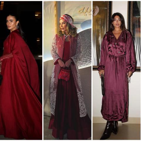 اطلالات عيد الفطر باللون البوردو من وحي الفاشينيستات