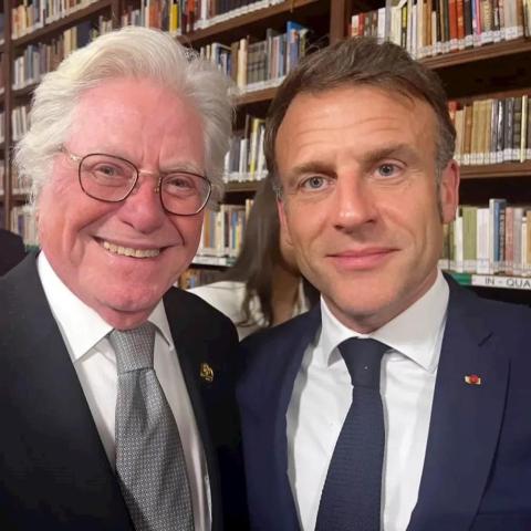 إيمانويل ماكرون وحسين فهمي