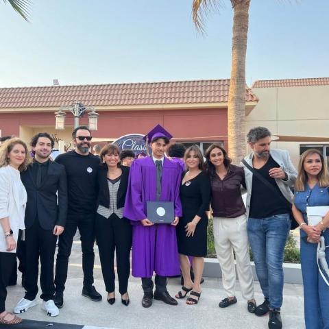 تيم حسن وديمة بياعة في حفل تخرج إبنهما فهد حسن