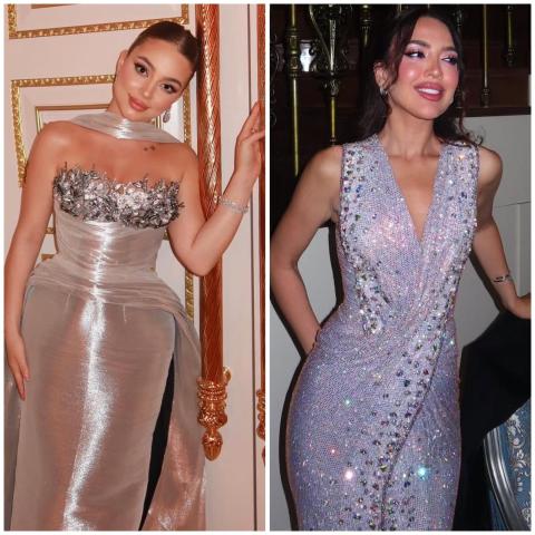 بيسان إسماعيل وشهد عويدات بفساتين براقة في حفل زفاف شيرين بيوتي