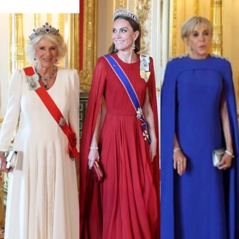 اطلالات كيت ميدلتون، الملكة كاميلا وبريجيت ماكرون ووسام ملكي جديد