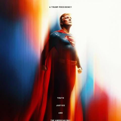 دونالد ترامب بزيّ Superman..والجمهور يسأل: أين لائحة إبستين؟