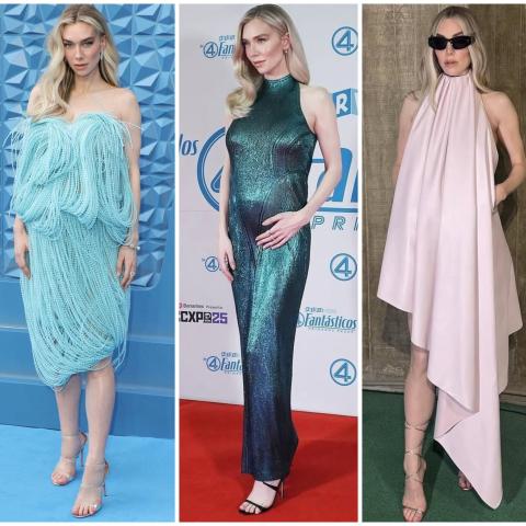 ستايل فانيسا كيربي في الحمل.. فساتين بصيحات متنوعة ومن ماركات عالمية