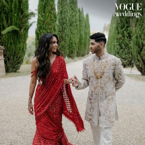 مينا مسعود و عروسه إميلي شاه - صورة من حساب مجلة VOGUE India