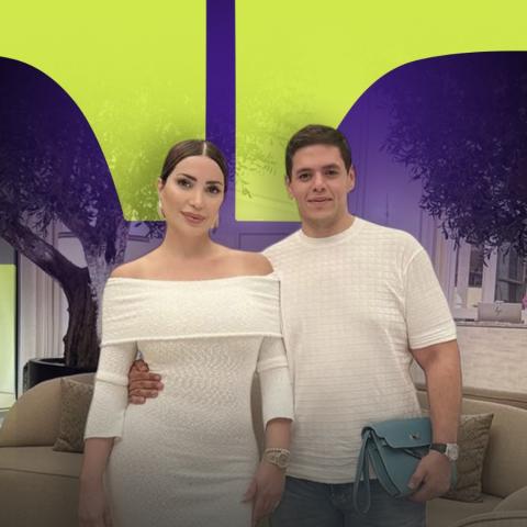 نسرين طافش برفقة زوجها - صورة معدلة