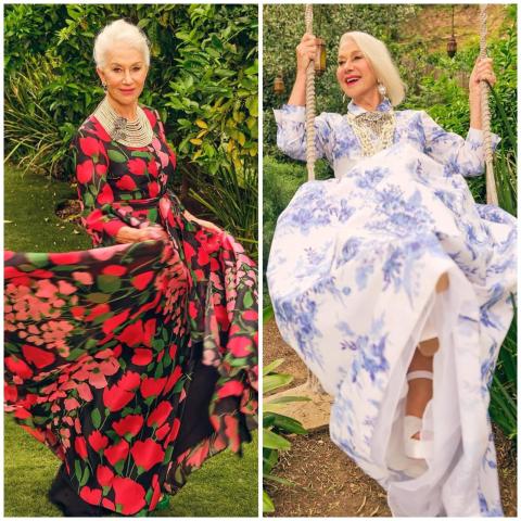 هيلين ميرين بإطلالات مفعمة بالحيوية وفساتين ملفتة