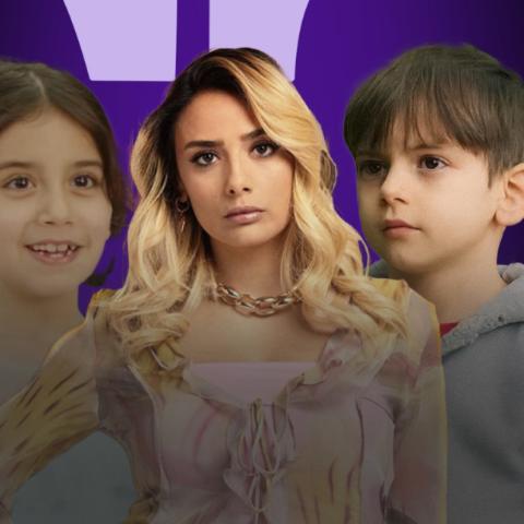 نانسي خوري مع طفلي مسلسل سلمى - صورة معدلة