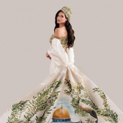 إطلالة فلسطينية أصيلة: قصة فستان نادين أيوب العالمي - الصورة من انستغرام نادين أيوب و Miss Palestine