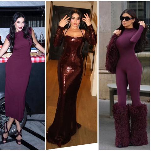 النجمات باللون البورغندي: سيرين عبد النور وهيفا وهبي ...