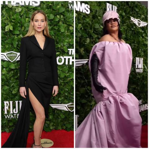 ريهانا بالريش وجينيفر لورنس في ديور في حفل Gotham Awards - صورة جينيفر لورنس من Getty
