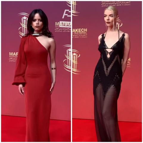 جينا أورتيغا وآنا تايلور-جوي تتألقان بإطلالات لافتة في مهرجان مراكش