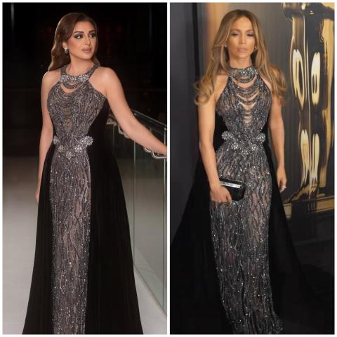 فستان واحد… وإطلالتان مختلفتان بين أنغام وجينيفر لوبيز