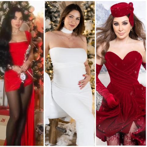 إطلالات النجمات في ليلة الميلاد بين الأحمر والأبيض والأسود - الصور من انستغرام النجمات